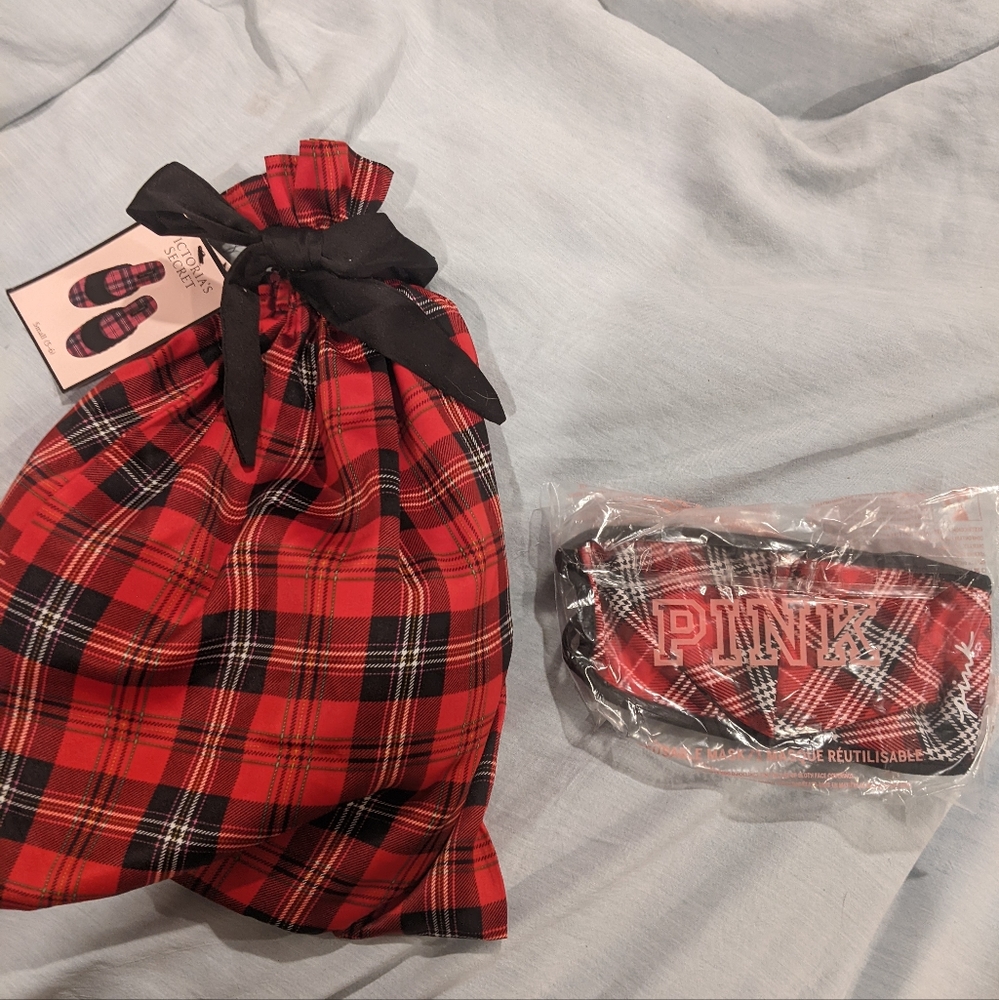 Victoria's secret slippers and eye mask